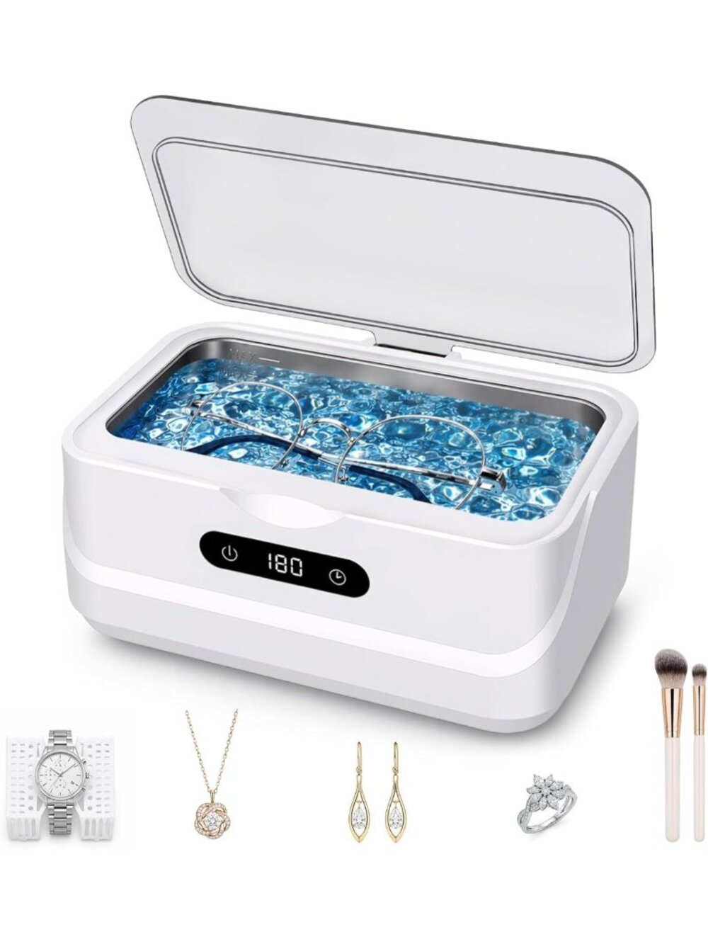 Ultrasonic Jewelry Cleaner - 48KHz Deep Clean Machine for Rings, Earrings & More